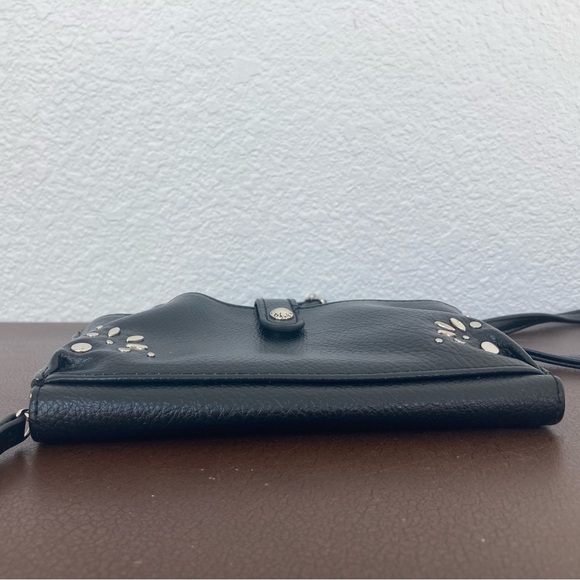 Nicole Miller Crossbody Bag Zip Around Wallet on Strap Silver Accents - Picture 5 of 12